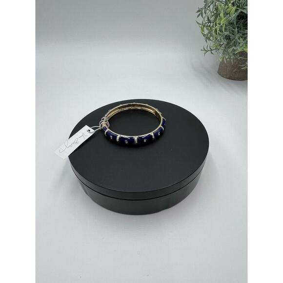 Vera Bradley Blue Navy Crystal Bezeled  Bangle Bracelet New - Picture 2 of 10